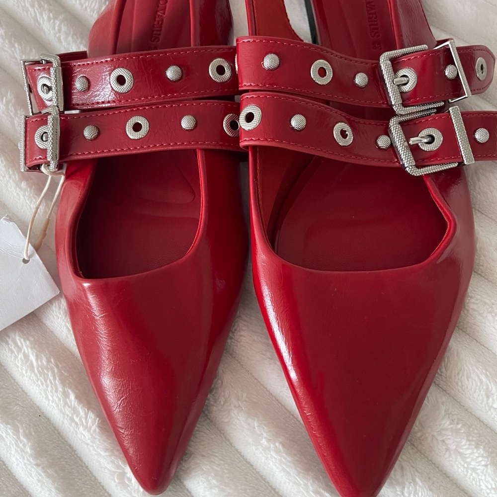Stradivarius Buckle Detail Slingback Ballet Shoes - Picture 5 of 7